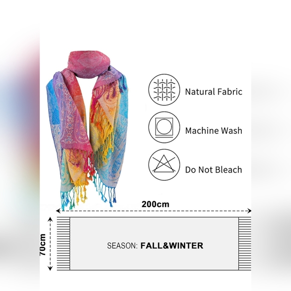 Purple Silk Scarf for Women Paisley Prints, Elegant Shawl Wrap, Dressy Colorful - Picture 2 of 3